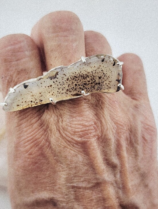 DREAMY JWLS Jewelry - DENDRITIC GEMSTONE RING STATEMENT DESIGN HANDMADE RECYCLED STERLING SILVER 7.5